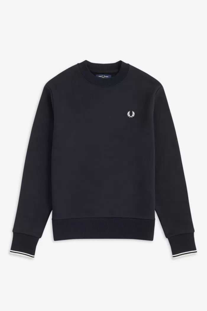 Fred Perry Crew Neck Men’s Sweatshirts Black | SCZFQ5493