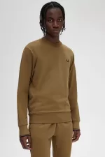 Fred Perry Crew Neck Men’s Sweatshirts Brown Burnt Tobacco | MDXFI9186