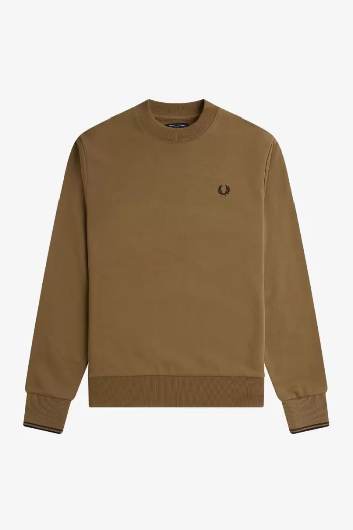 Fred Perry Crew Neck Men’s Sweatshirts Brown Burnt Tobacco | MDXFI9186