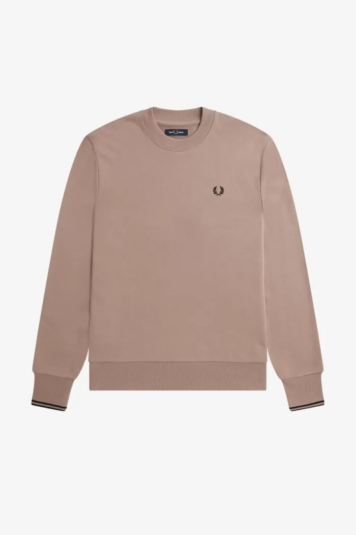 Fred Perry Crew Neck Men’s Sweatshirts Dark Pink Black | RWOAM5198