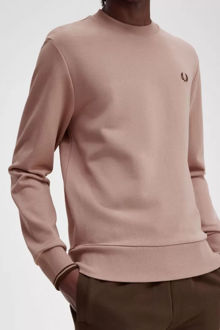 Fred Perry Crew Neck Men’s Sweatshirts Dark Pink | PBGNV7602