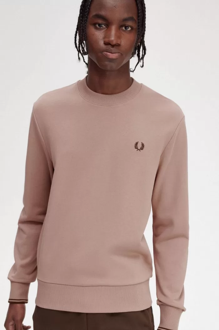 Fred Perry Crew Neck Men’s Sweatshirts Dark Pink | PBGNV7602