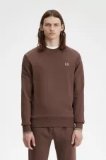 Fred Perry Crew Neck Men’s Sweatshirts Dark Red Warm Grey | SOJYB3974