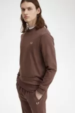 Fred Perry Crew Neck Men’s Sweatshirts Dark Red Warm Grey | SOJYB3974