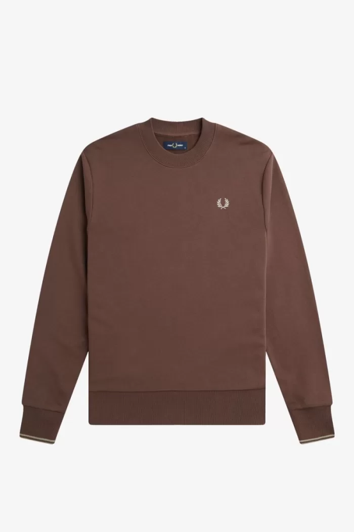 Fred Perry Crew Neck Men’s Sweatshirts Dark Red Warm Grey | SOJYB3974