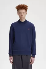 Fred Perry Crew Neck Men’s Sweatshirts French Navy Whisky Brown | YJOUR5793