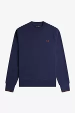 Fred Perry Crew Neck Men’s Sweatshirts French Navy Whisky Brown | YJOUR5793