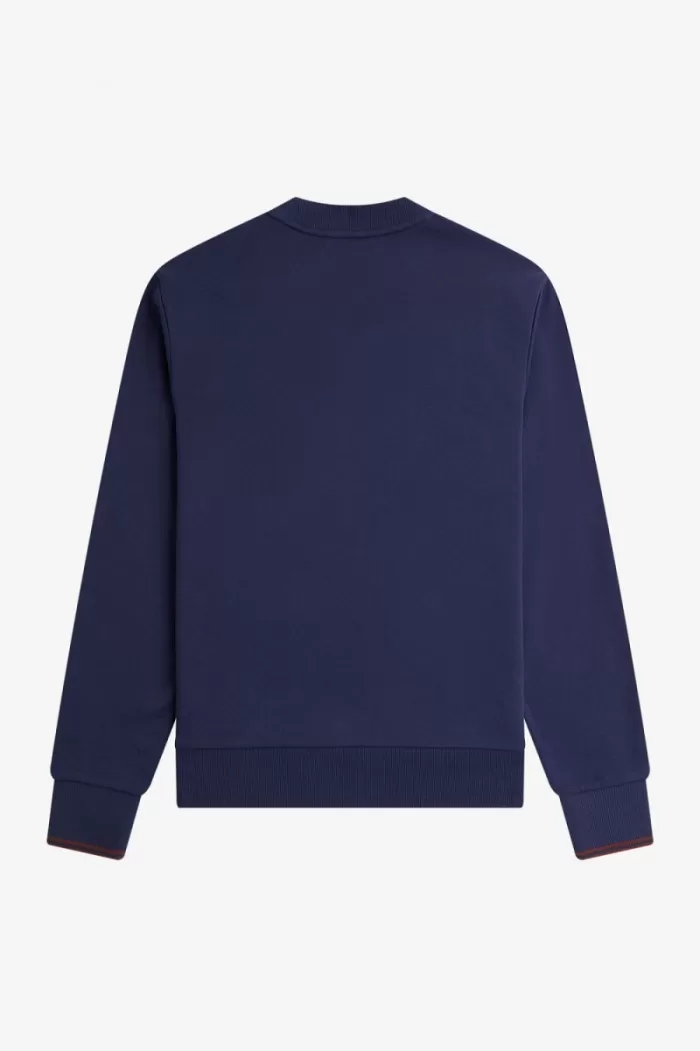 Fred Perry Crew Neck Men’s Sweatshirts French Navy Whisky Brown | YJOUR5793