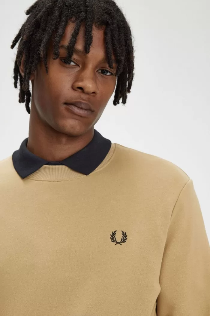 Fred Perry Crew Neck Men’s Sweatshirts Green Black | QHGUL9043