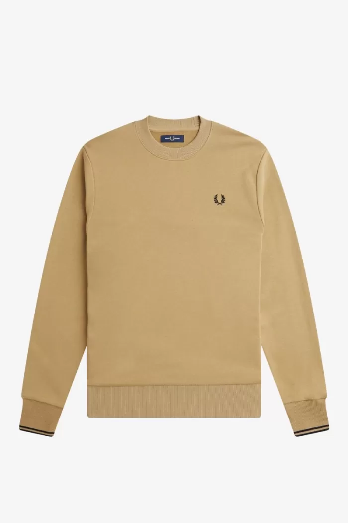 Fred Perry Crew Neck Men’s Sweatshirts Green Black | QHGUL9043