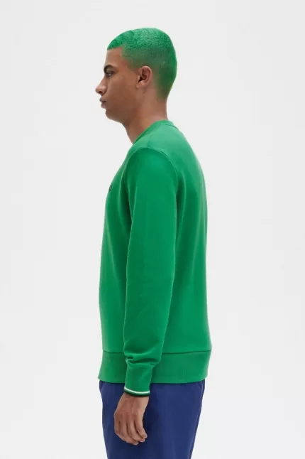 Fred Perry Crew Neck Men’s Sweatshirts Green | XVAPS2781