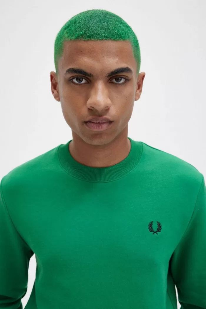 Fred Perry Crew Neck Men’s Sweatshirts Green | XVAPS2781