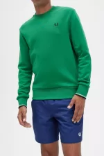 Fred Perry Crew Neck Men’s Sweatshirts Green | XVAPS2781