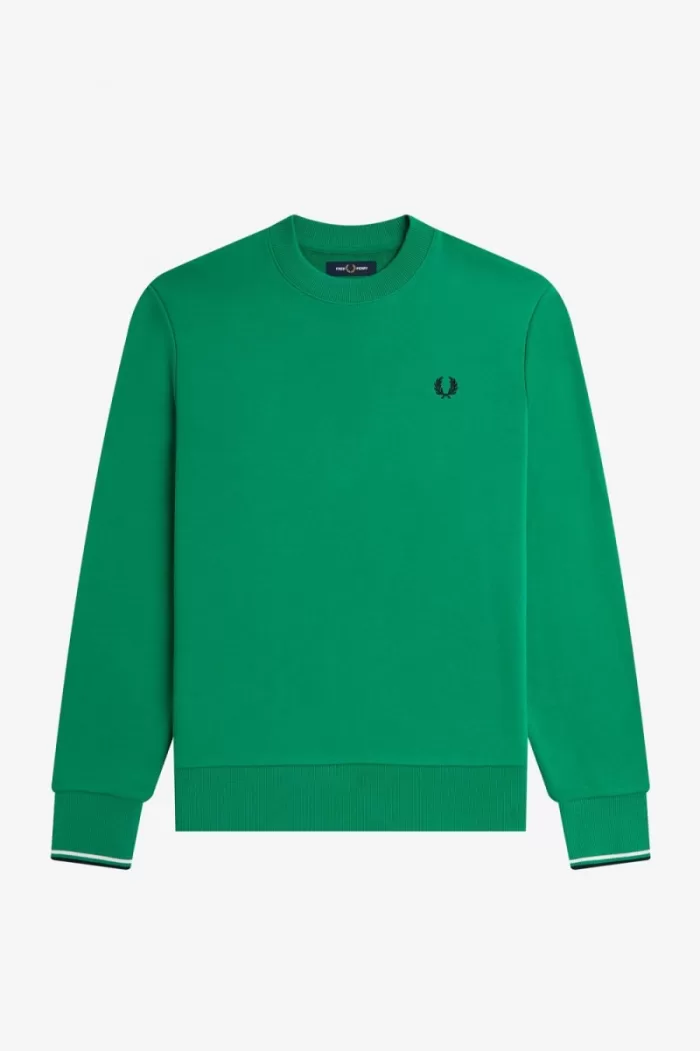 Fred Perry Crew Neck Men’s Sweatshirts Green | XVAPS2781