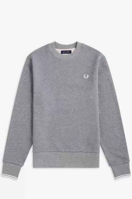 Fred Perry Crew Neck Men’s Sweatshirts Grey | SDJZX2618