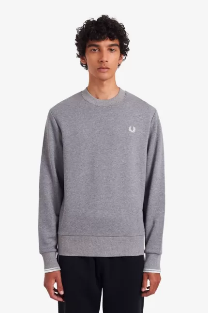 Fred Perry Crew Neck Men’s Sweatshirts Grey | SDJZX2618