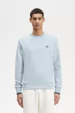 Fred Perry Crew Neck Men’s Sweatshirts Light Aqua | BRTEU9560