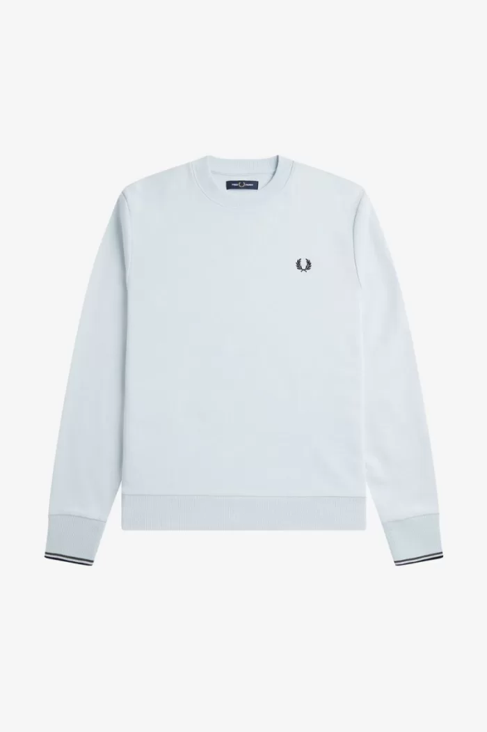 Fred Perry Crew Neck Men’s Sweatshirts Light Aqua | BRTEU9560