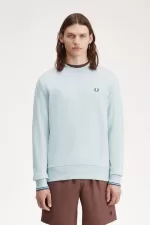 Fred Perry Crew Neck Men’s Sweatshirts Light Aqua Midnight Blue | EANKS3859