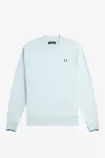 Fred Perry Crew Neck Men’s Sweatshirts Light Aqua Midnight Blue | EANKS3859