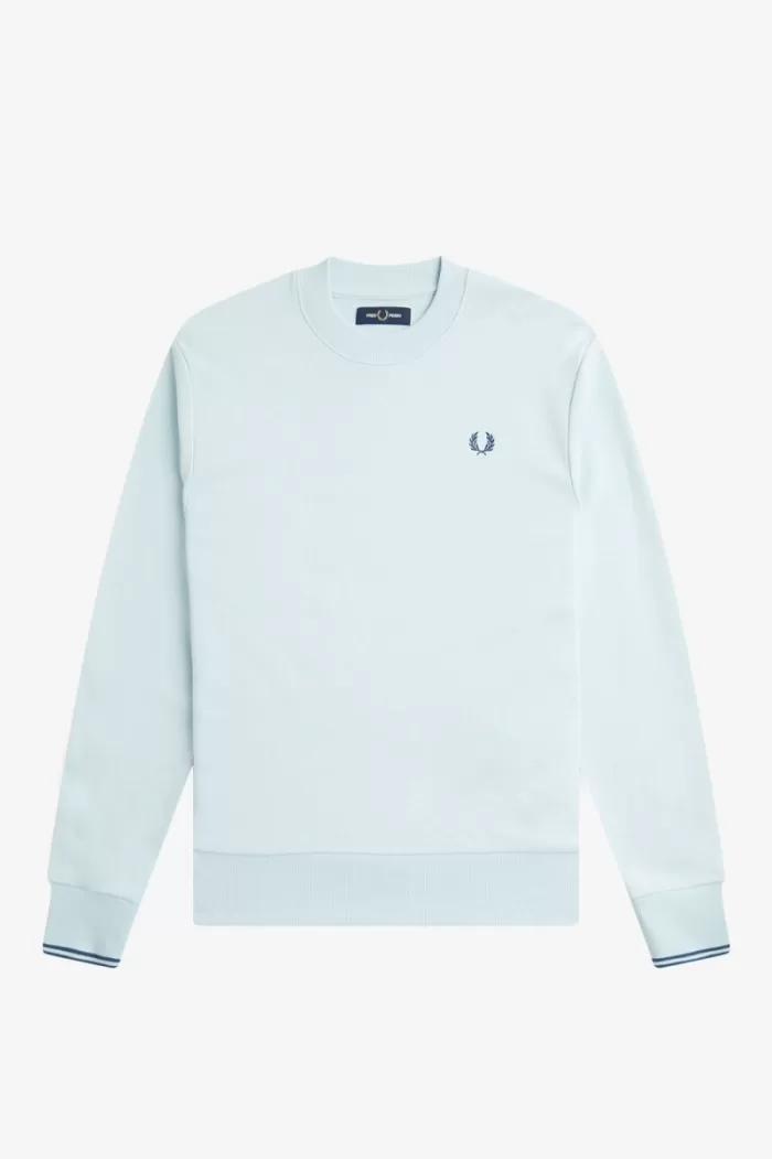 Fred Perry Crew Neck Men’s Sweatshirts Light Aqua Midnight Blue | EANKS3859