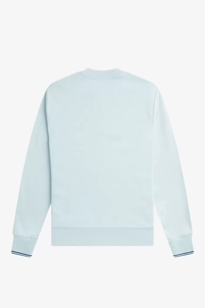 Fred Perry Crew Neck Men’s Sweatshirts Light Aqua Midnight Blue | EANKS3859