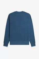 Fred Perry Crew Neck Men’s Sweatshirts Midnight Blue Light Aqua | PTOXD1045