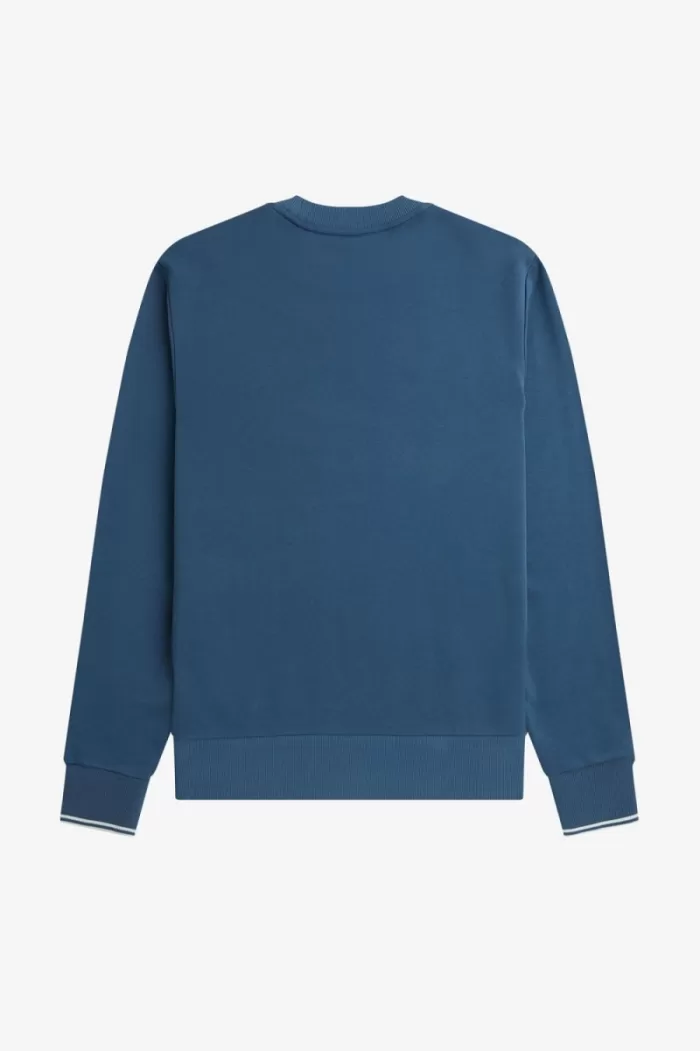 Fred Perry Crew Neck Men’s Sweatshirts Midnight Blue Light Aqua | PTOXD1045