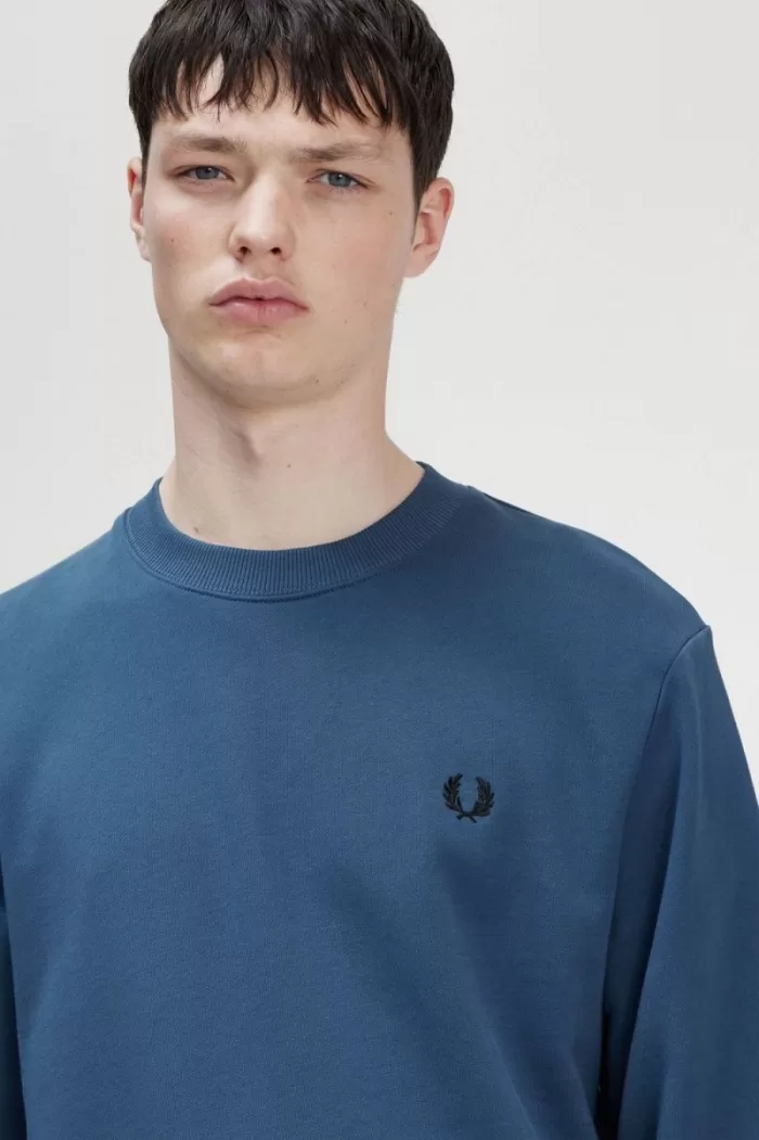 Fred Perry Crew Neck Men’s Sweatshirts Midnight Blue | MOHYB3084