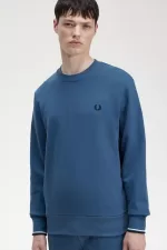 Fred Perry Crew Neck Men’s Sweatshirts Midnight Blue | MOHYB3084