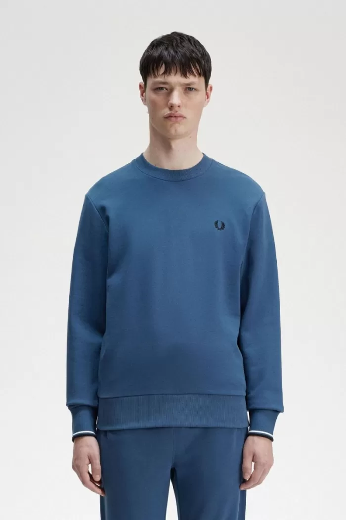 Fred Perry Crew Neck Men’s Sweatshirts Midnight Blue | MOHYB3084