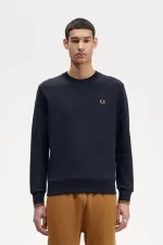 Fred Perry Crew Neck Men’s Sweatshirts Navy Dark Coffee | ZLVRI0358