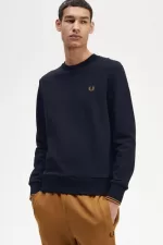 Fred Perry Crew Neck Men’s Sweatshirts Navy Dark Coffee | ZLVRI0358