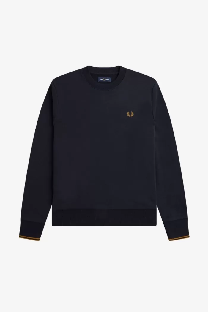 Fred Perry Crew Neck Men’s Sweatshirts Navy Dark Coffee | ZLVRI0358