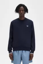 Fred Perry Crew Neck Men’s Sweatshirts Navy | NXGDY1497