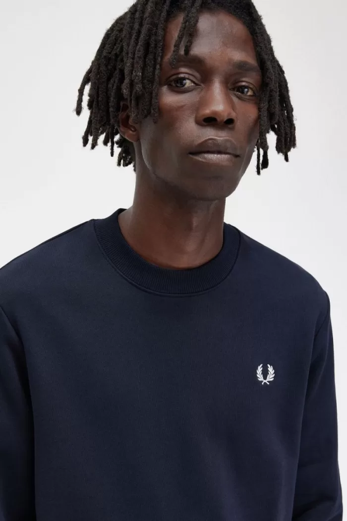 Fred Perry Crew Neck Men’s Sweatshirts Navy | NXGDY1497