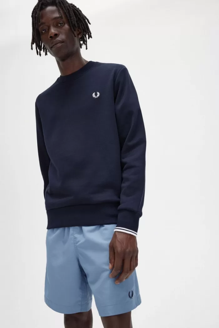 Fred Perry Crew Neck Men’s Sweatshirts Navy | NXGDY1497