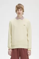 Fred Perry Crew Neck Men’s Sweatshirts Oatmeal | JDWQS8057