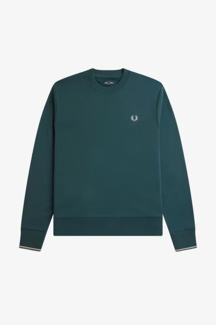 Fred Perry Crew Neck Men’s Sweatshirts Petrol Blue | GJZDA4710