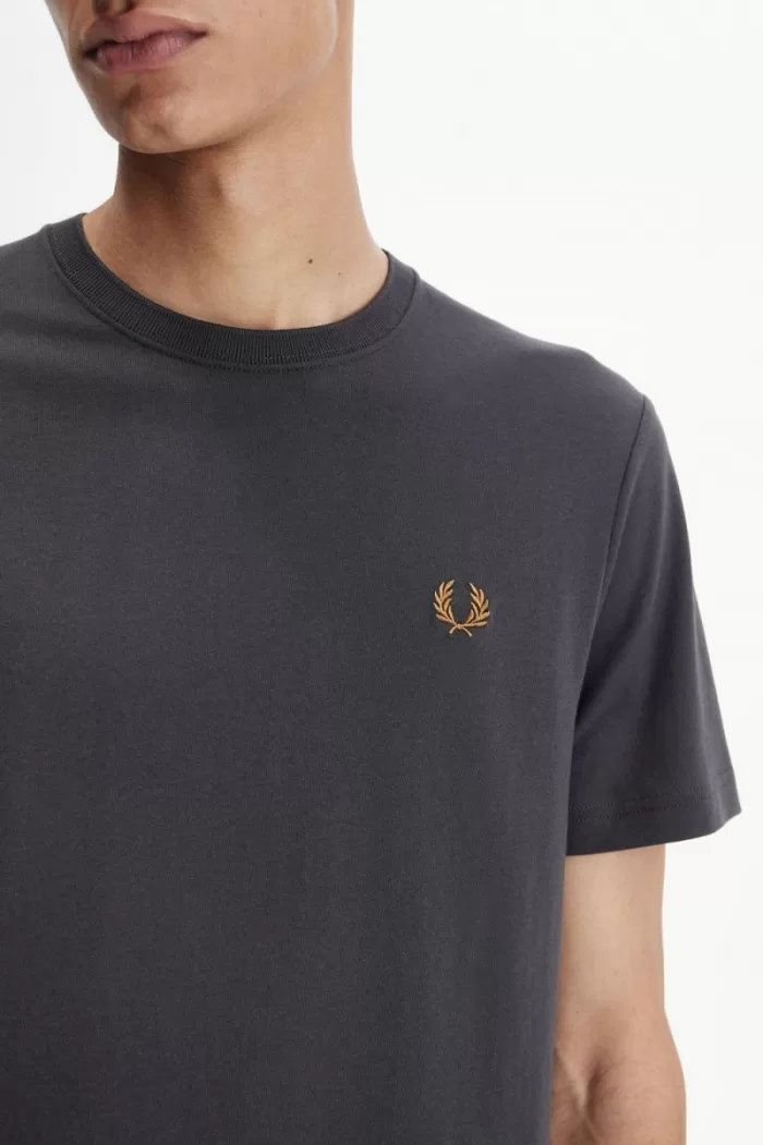 Fred Perry Crew Neck Men’s T-Shirt Anchor Grey Dark Coffee | QZWRM5604