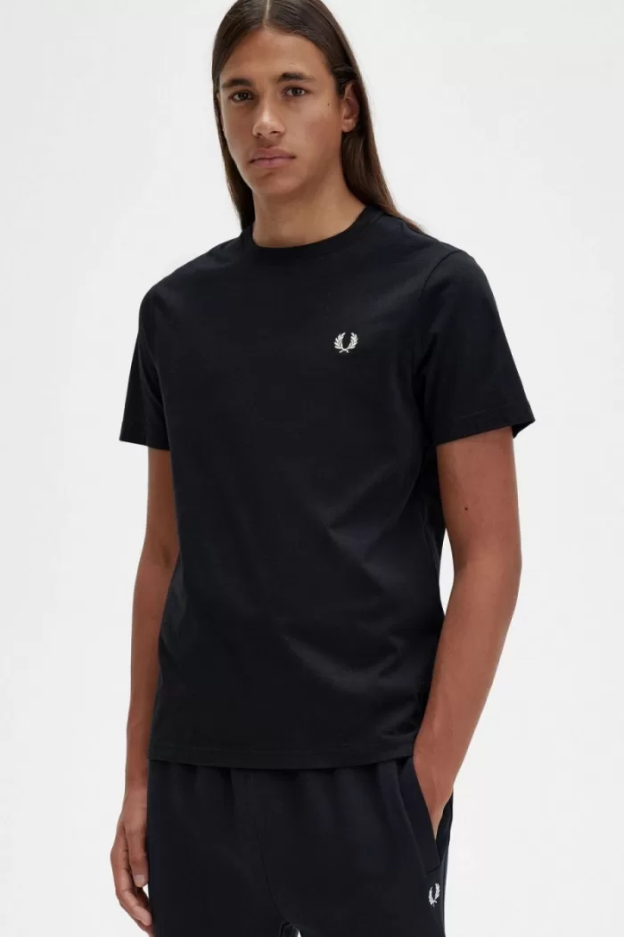 Fred Perry Crew Neck Men’s T-Shirt Black | DOUTL2153