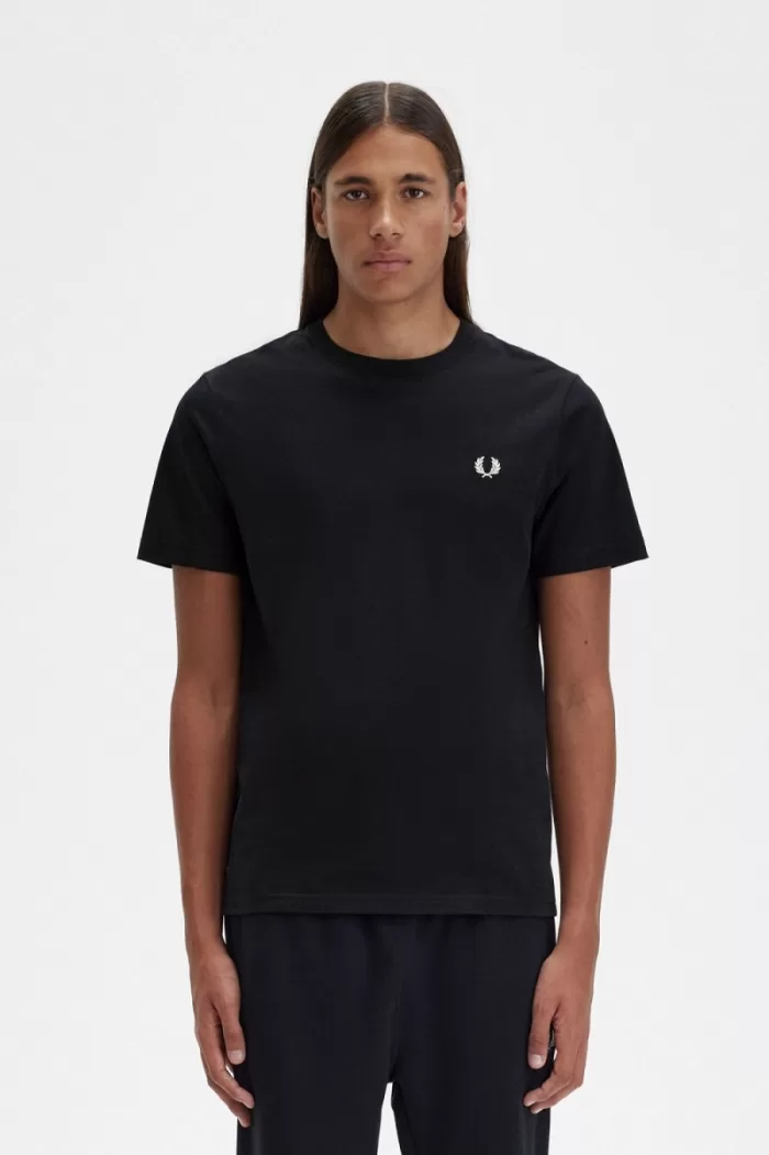 Fred Perry Crew Neck Men’s T-Shirt Black | DOUTL2153