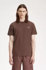 Fred Perry Crew Neck Men’s T-Shirt Dark Red Warm Grey | KZNVD1037