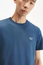 Fred Perry Crew Neck Men’s T-Shirt Midnight Blue Light Aqua | OQRTE2809