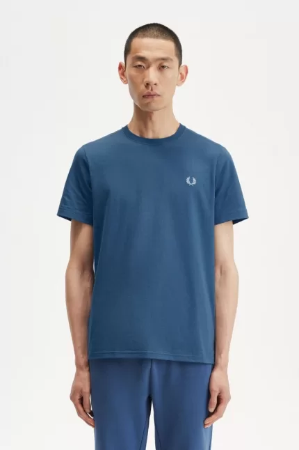 Fred Perry Crew Neck Men’s T-Shirt Midnight Blue Light Aqua | OQRTE2809