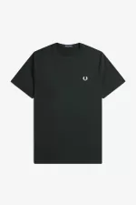 Fred Perry Crew Neck Men’s T-Shirt Night Green Snow White | VWKUA7459