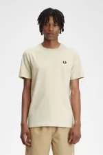 Fred Perry Crew Neck Men’s T-Shirt Oatmeal Black | UPGDQ5470