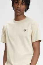 Fred Perry Crew Neck Men’s T-Shirt Oatmeal Black | UPGDQ5470