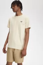 Fred Perry Crew Neck Men’s T-Shirt Oatmeal Black | UPGDQ5470