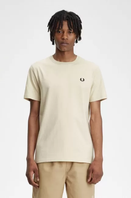 Fred Perry Crew Neck Men’s T-Shirt Oatmeal Black | UPGDQ5470